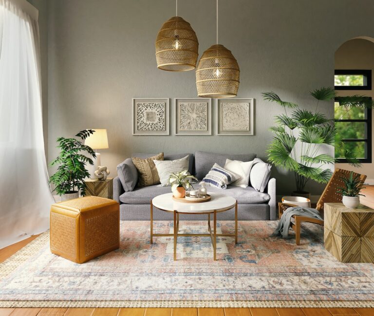 living room with brown wooden table and chairs